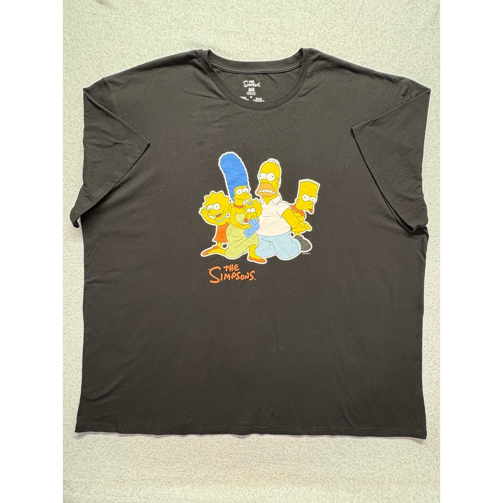 The Simpsons Family Graphic T-Shirt Mens 5X Charcoal Black Short Sleeve Tee